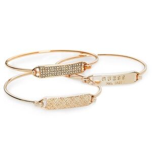 New GUESS Rose Gold-Tone 3-Pc. Set Plate and Wire Bangle Bracelets
